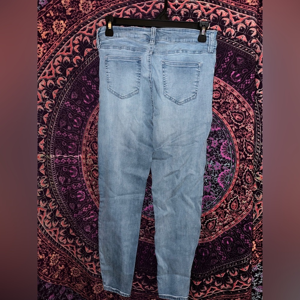 Celebrity Pink Blue Skinny Jeans with Distressed Details - Picture 2 of 4